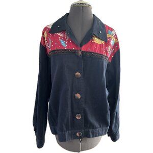 sandy starkman jacket Women’s Denim Black Multicolor Embroidered M